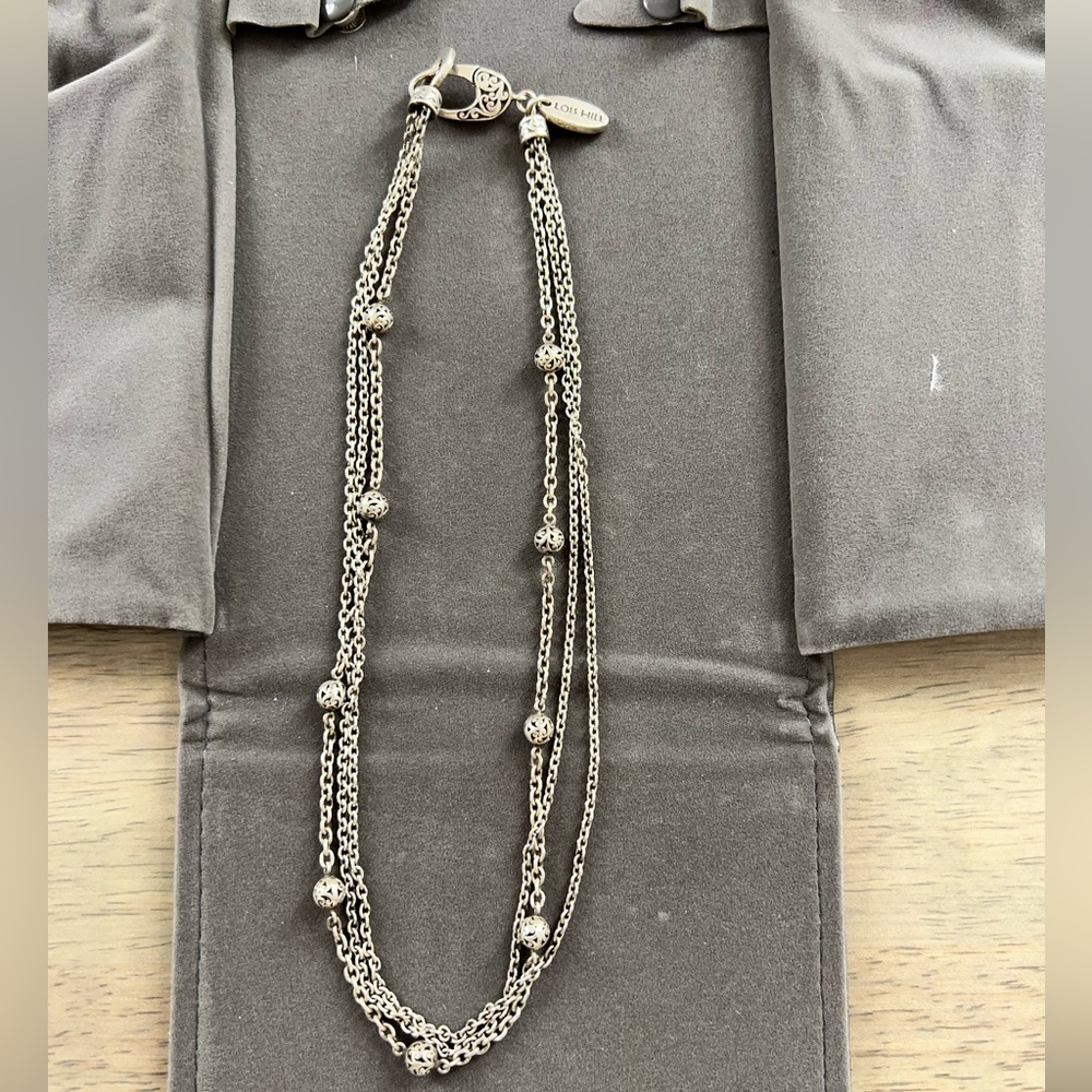 Lois Hill triple strand sterling silver necklace